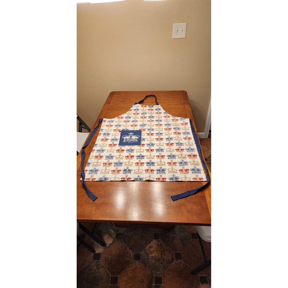 Vintage Crown theme apron red blue gold